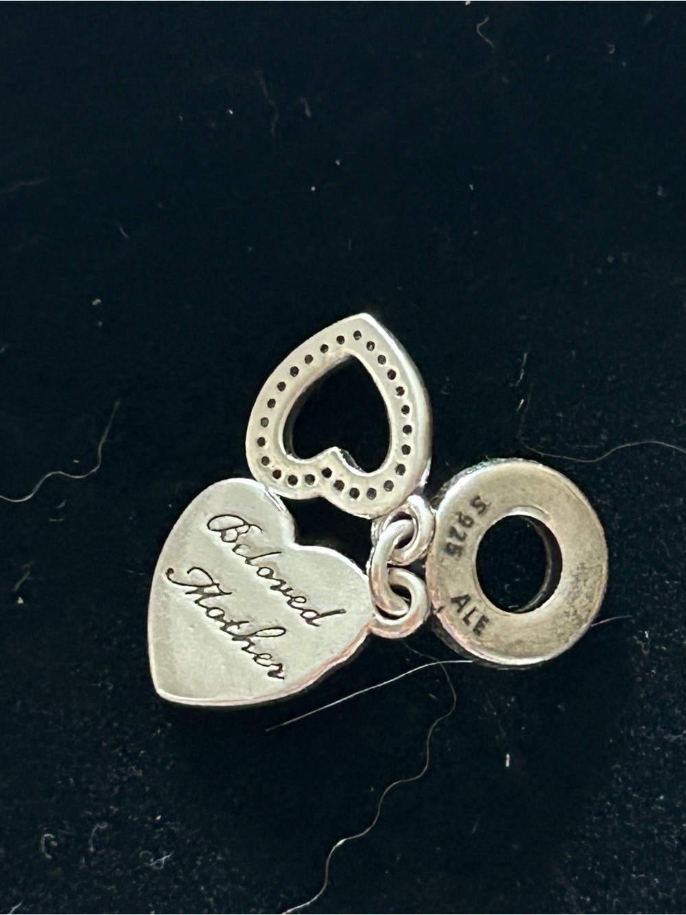 Pandora Silver 'Beloved Mother' Heart Dangle Charm